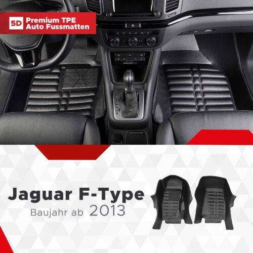 5D Premium Auto Fussmatten TPE Set Passend für Jaguar F-Type Baujahr ab 2013