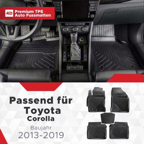 4D Premium Gummi Auto Fussmatten Set Passend für Toyota Corolla Baujahr 2013-2019