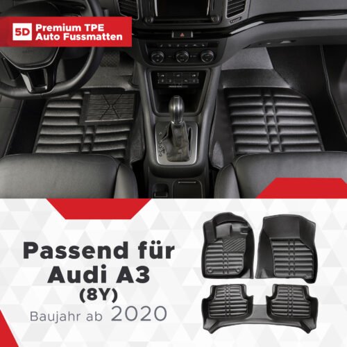 5D Premium Auto Fussmatten TPE Set passend für Audi A3 (8Y) / RS3 Baujahr ab 2020