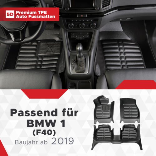 5D Premium Auto Fussmatten TPE Set passend für BMW 1 (F40) xDrive Baujahr ab 2019
