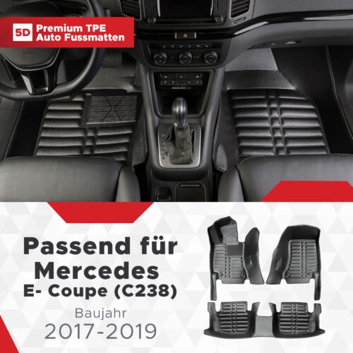 5D Premium Auto Fussmatten TPE Set Passend für Mercedes E- Coupe (C238) Baujahr 2016-2020