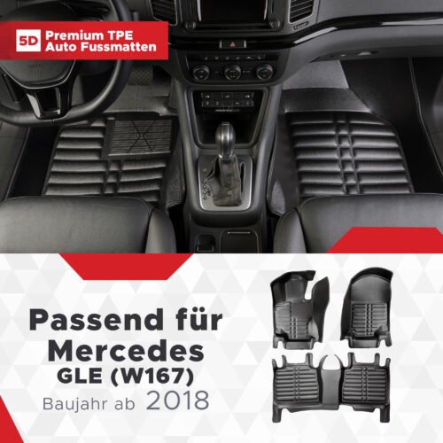 5D Premium Auto Fussmatten TPE Set passend für Mercedes GLE (W167) Baujahr ab 2018
