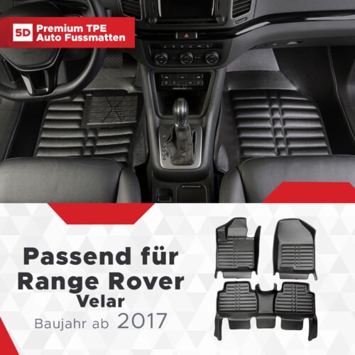 5D Premium Auto Fussmatten TPE Set passend für Range Rover Velar Baujahr ab 2017