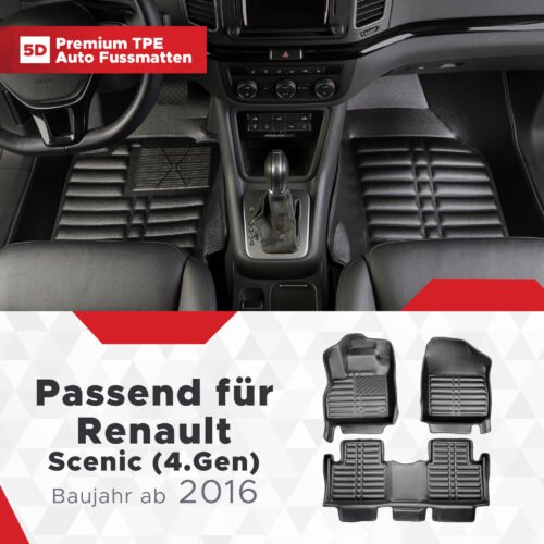 5D Premium Auto Fussmatten TPE Set passend für Renault Scenic (4.Gen) Baujahr ab 2016