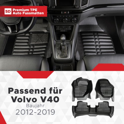 5D Premium Auto Fussmatten TPE Set passend für Volvo V40 Baujahr 2012-2019