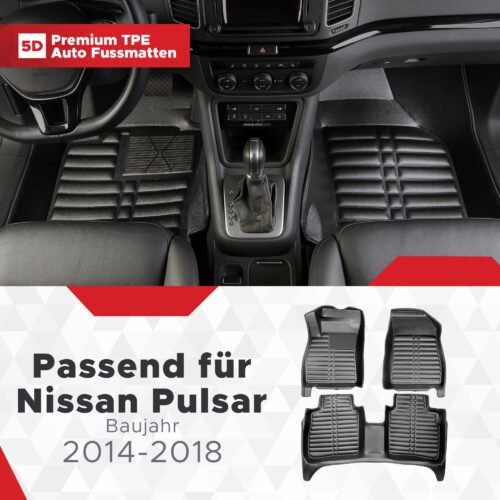 5D Premium Auto Fussmatten TPE Set passend für Nissan Pulsar Baujahr 2014-2018