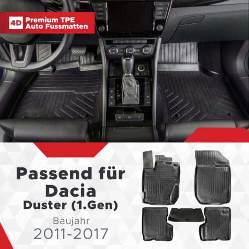 4D Premium Gummi Auto Fussmatten Set Passend für Dacia Duster (1.Gen ) Baujahr 2011-2017