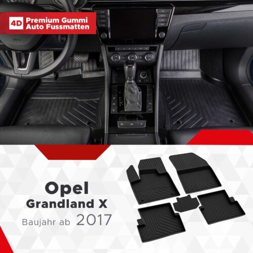 4D Premium Gummi Auto Fussmatten Set Passend für Opel Grandland X Baujahr ab 2017
