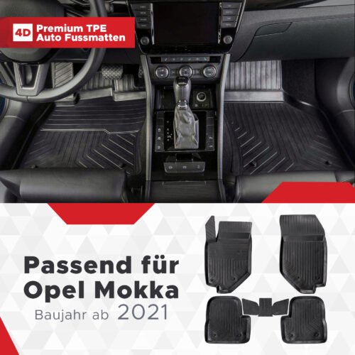 4D Premium Gummi Auto Fussmatten Set Passend für Opel Mokka Baujahr ab 2021