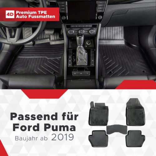 4D Premium Gummi Auto Fussmatten Set Passend für Ford Puma Baujahr ab 2019