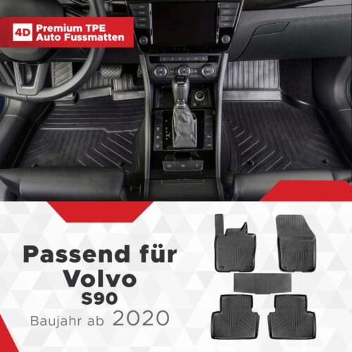4D Premium Gummi Auto Fussmatten Set Passend für Volvo S90 Baujahr ab 2020