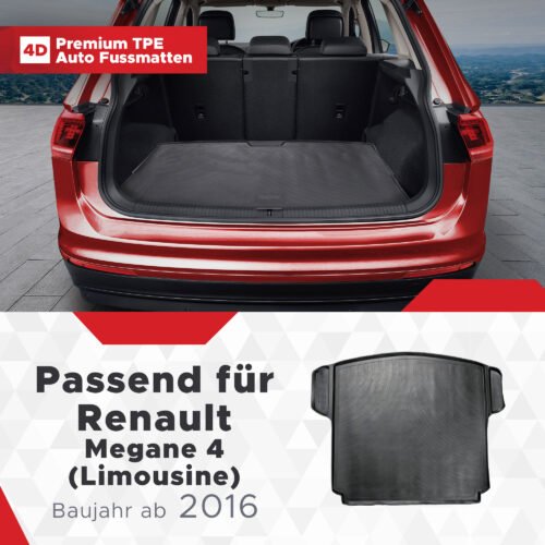 4D Kofferraum Matte passend für Renault Megane 4 (Limousine) ab 2016