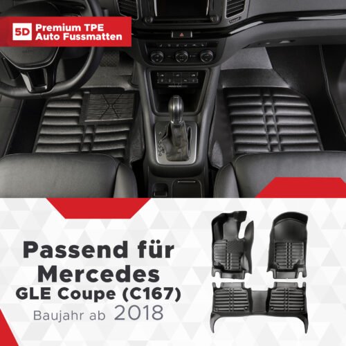 5D Premium Auto Fussmatten TPE Set passend für Mercedes GLE Coupe (C167) Baujahr ab 2018