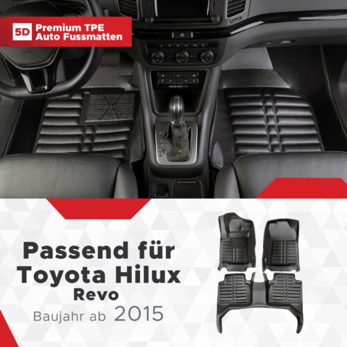 5D Premium Auto Fussmatten TPE Set passend für Toyota Hilux Revo Baujahr ab 2015