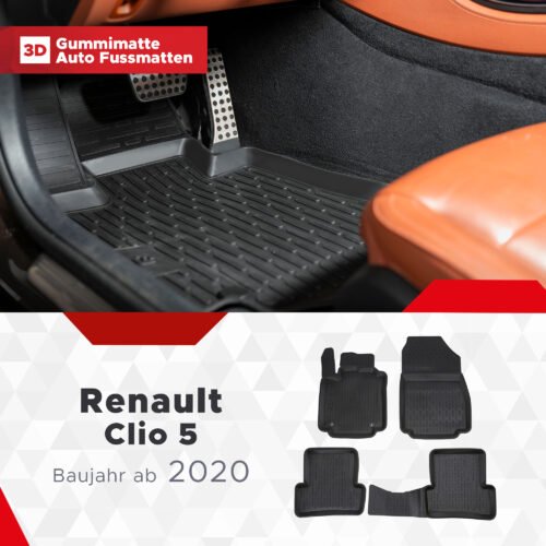 3D Fussmatten passend für Renault Clio 5 (V) ab 2019 (Passt Nicht In Elektro)