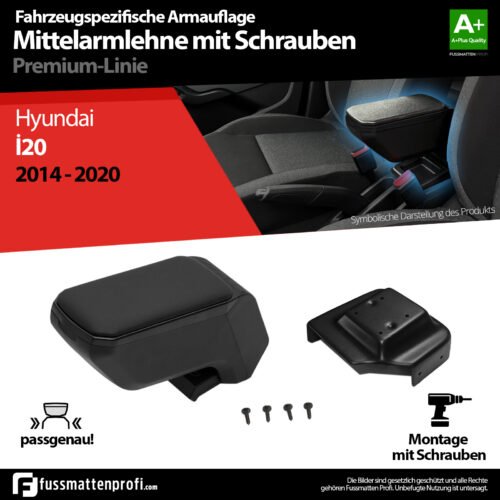 Mittelarmlehne Armauflage mit Schrauben Grau Passend für Hyundai i20 2014-2021
