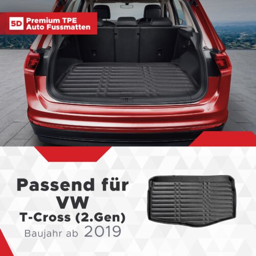5D Premium Kofferraummatte passend für VW T-Cross (2.Gen) ab 2019